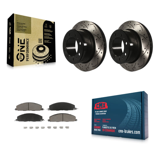 [Arrière] Kit de disque (percé rainuré revêtu) et plaquette (céramique) de frein pour Ram 2500 3500 1500 Dodge KDC-100721