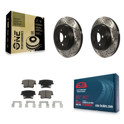 [Arrière] Kit de disque (percé rainuré revêtu) et plaquette (céramique) de frein pour Dodge Charger Chrysler 300 Challenger Magnum KDC-100722