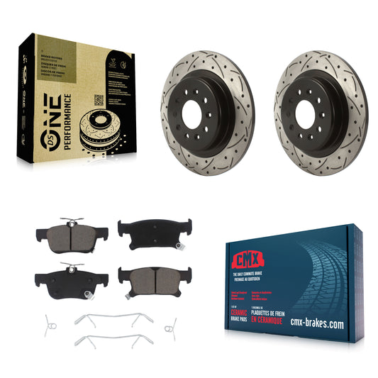 [Arrière] Kit de disque (percé rainuré revêtu) et plaquette (céramique) de frein pour 2016-2018 Buick Envision avec 315mm Diameter Rotor KDC-100726