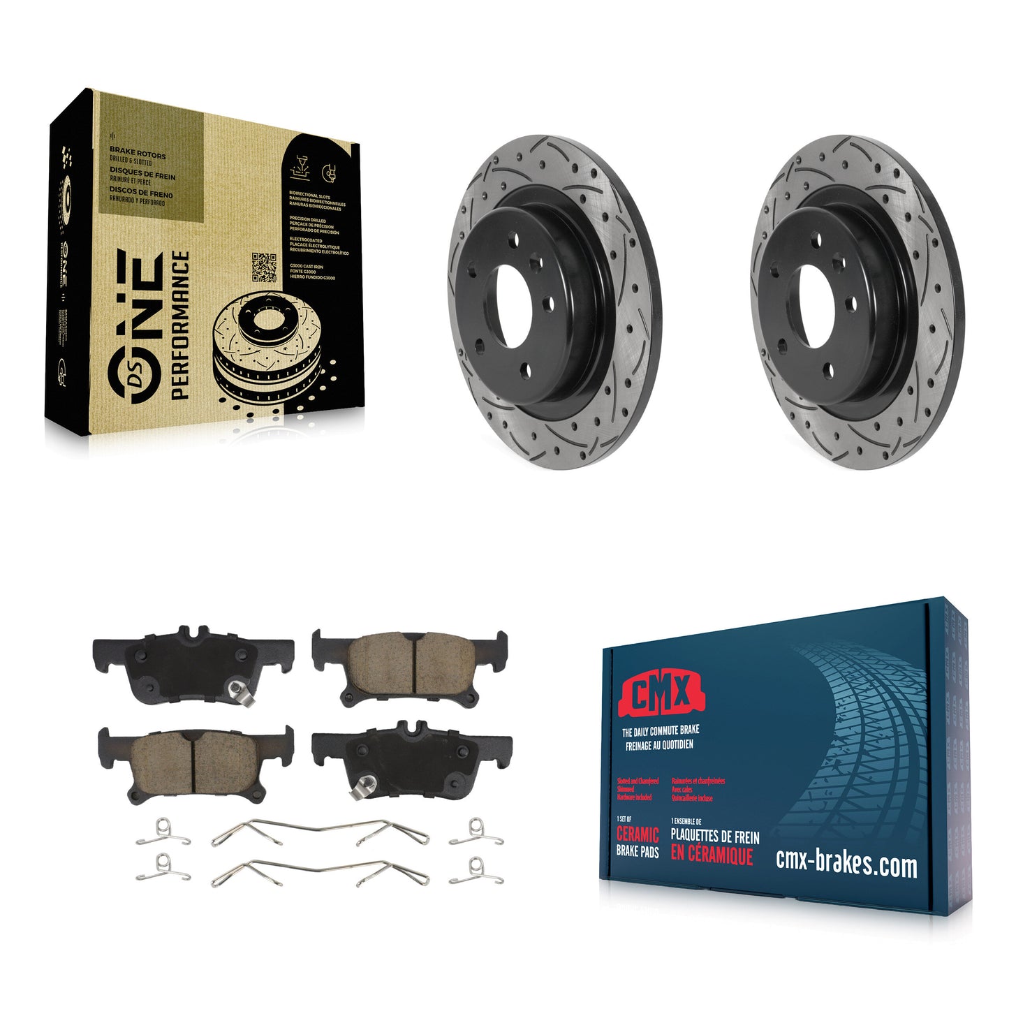 [Arrière] Kit de disque (percé rainuré revêtu) et plaquette (céramique) de frein pour 2016-2019 Buick Envision avec 288mm Diameter Rotor KDC-100727