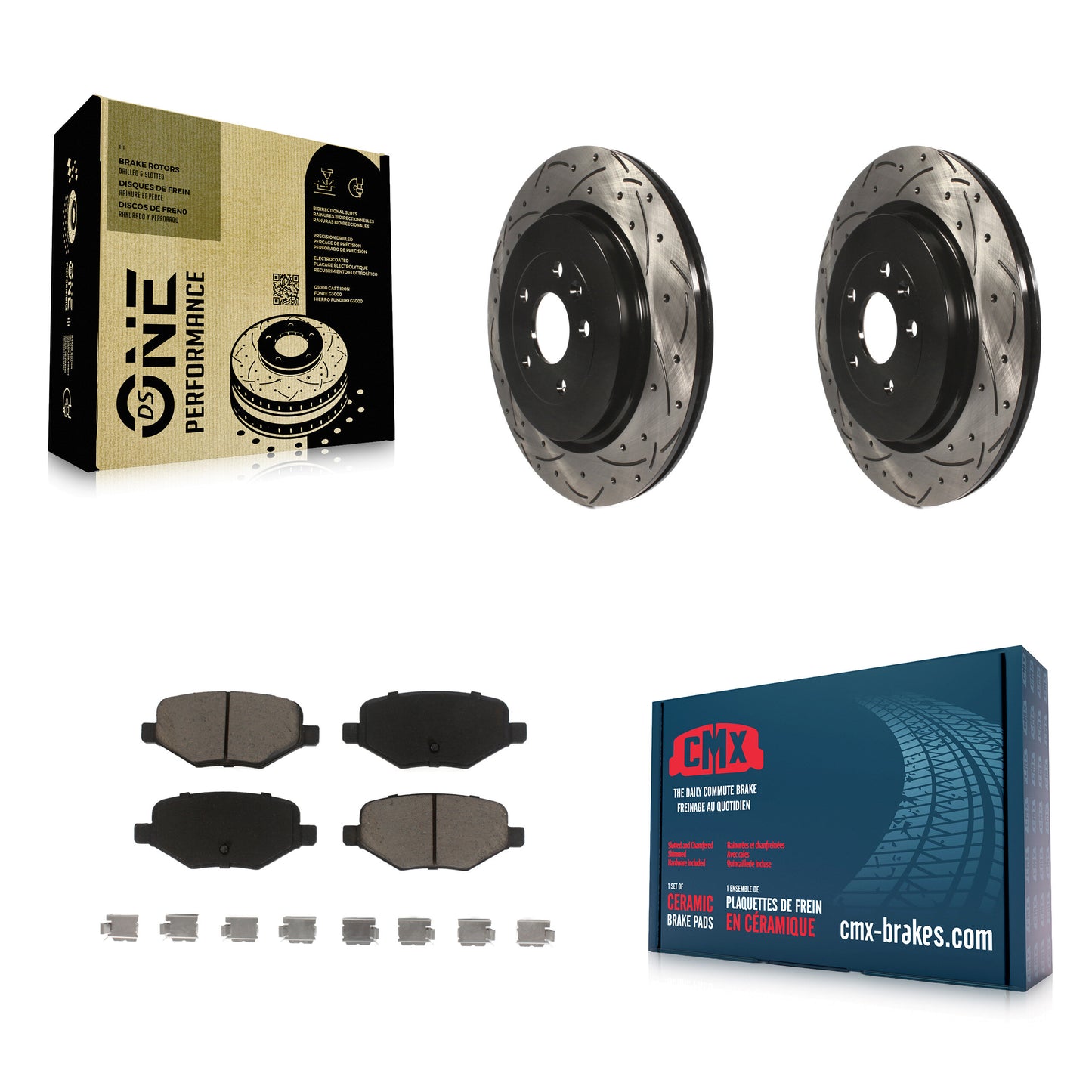 [Arrière] Kit de disque (percé rainuré revêtu) et plaquette (céramique) de frein pour Ford Explorer Police Interceptor Utility Lincoln MKS Flex Taurus MKT KDC-100729