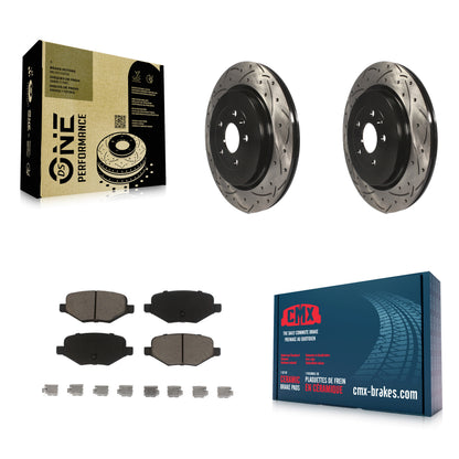 [Arrière] Kit de disque (percé rainuré revêtu) et plaquette (céramique) de frein pour Ford Explorer Police Interceptor Utility Lincoln MKS Flex Taurus MKT KDC-100729