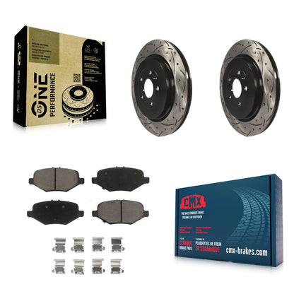 [Arrière] Kit de disque (percé rainuré revêtu) et plaquette (céramique) de frein pour Ford Explorer Taurus Flex Police Interceptor Sedan Lincoln MKT MKS Special Service KDC-100731
