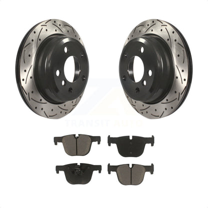 [Arrière] Kit de disque (percé rainuré revêtu) et plaquette (céramique) de frein pour 2016 BMW 428i xDrive sans Blue Painted Calipers KDC-100732 par Transit Auto