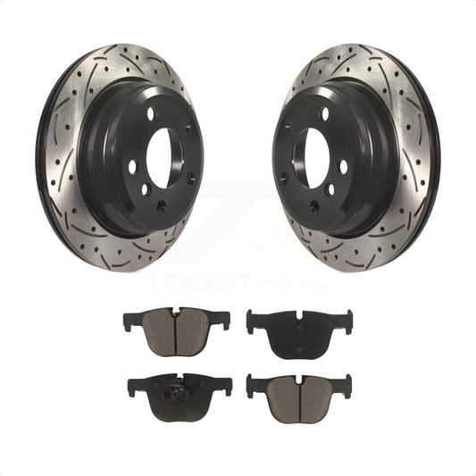 [Arrière] Kit de disque (percé rainuré revêtu) et plaquette (céramique) de frein pour 2016 BMW 428i xDrive sans Blue Painted Calipers KDC-100732 par Transit Auto