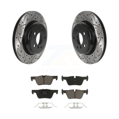 [Arrière] Kit de disque (percé rainuré revêtu) et plaquette (céramique) de frein pour 2015 BMW 328i xDrive sans Blue Painted Calipers KDC-100735 par Transit Auto