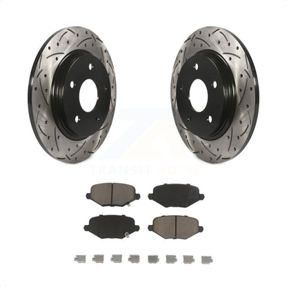 [Arrière] Kit de disque (percé rainuré revêtu) et plaquette (céramique) de frein pour Dodge Grand Caravan Chrysler Town & Country Journey Ram C/V Volkswagen Routan KDC-100739 par Transit Auto