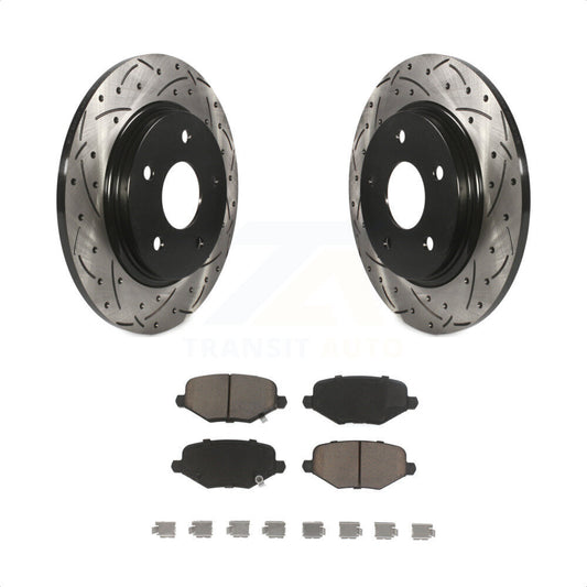 [Arrière] Kit de disque (percé rainuré revêtu) et plaquette (céramique) de frein pour Dodge Grand Caravan Chrysler Town & Country Journey Ram C/V Volkswagen Routan KDC-100739 par Transit Auto