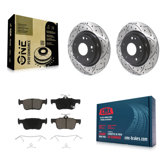 [Arrière] Kit de disque (percé rainuré revêtu) et plaquette (céramique) de frein pour Honda Civic KDC-100741