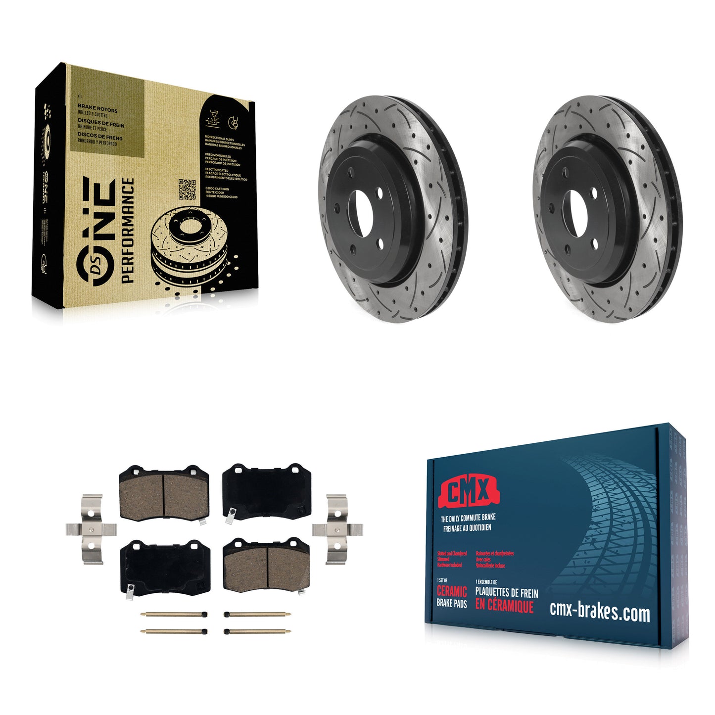 [Arrière] Kit de disque (percé rainuré revêtu) et plaquette (céramique) de frein pour Jeep Grand Cherokee Dodge Durango KDC-100745