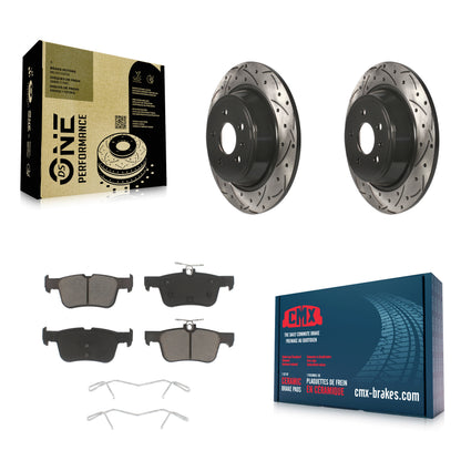 [Arrière] Kit de disque (percé rainuré revêtu) et plaquette (céramique) de frein pour Ford Fusion Escape Lincoln MKC MKZ MKX Continental KDC-100748
