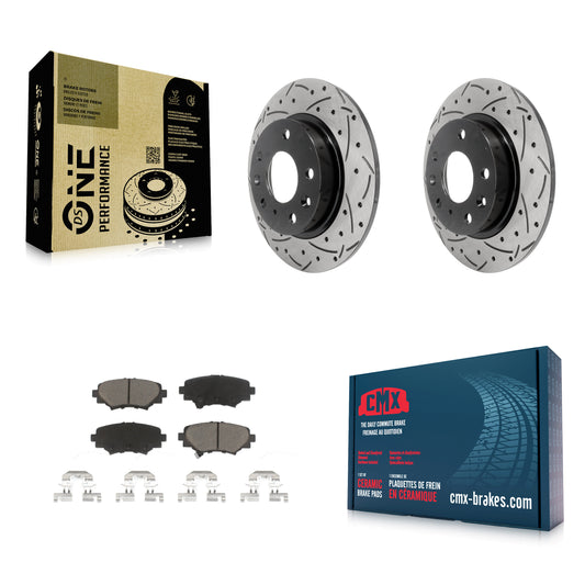 [Arrière] Kit de disque (percé rainuré revêtu) et plaquette (céramique) de frein pour Mazda 3 Sport KDC-100753