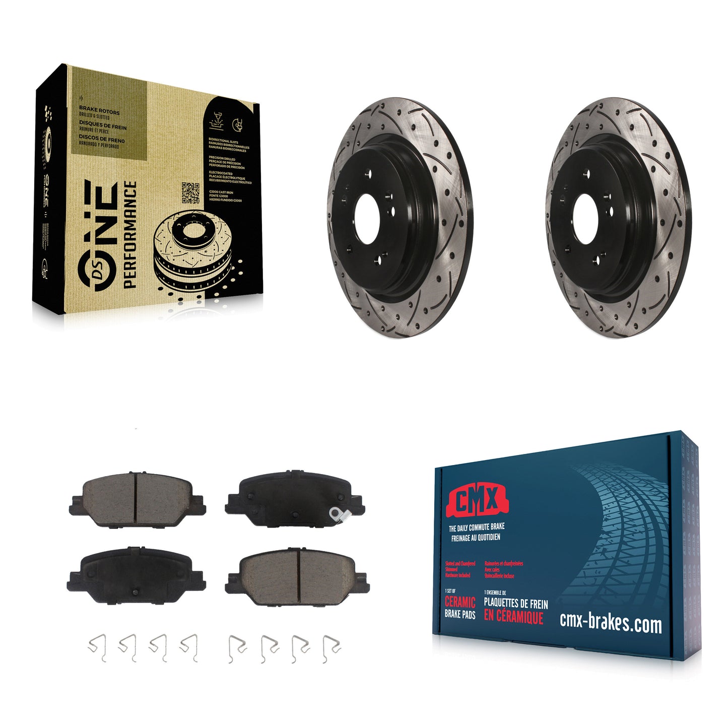[Arrière] Kit de disque (percé rainuré revêtu) et plaquette (céramique) de frein pour 2017-2022 Honda CR-V KDC-100756