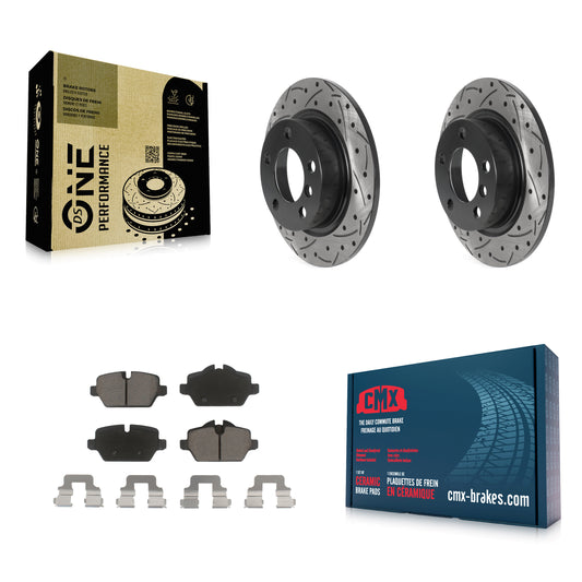 [Arrière] Kit de disque (percé rainuré revêtu) et plaquette (céramique) de frein pour Mini Cooper Countryman Paceman KDC-100759