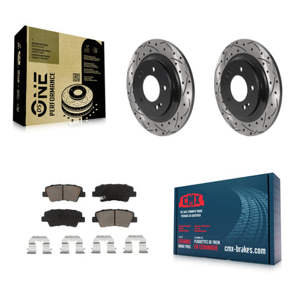 [Arrière] Kit de disque (percé rainuré revêtu) et plaquette (céramique) de frein pour Kia Optima Hyundai Sonata Cadenza Soul EV KDC-100761