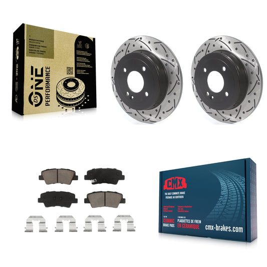 [Arrière] Kit de disque (percé rainuré revêtu) et plaquette (céramique) de frein pour Hyundai Accent Kia Rio KDC-100763