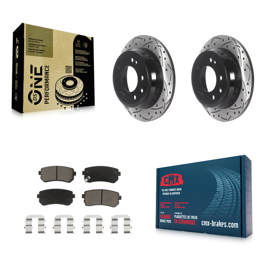 [Arrière] Kit de disque (percé rainuré revêtu) et plaquette (céramique) de frein pour Hyundai Elantra Tucson Kia Sportage KDC-100764