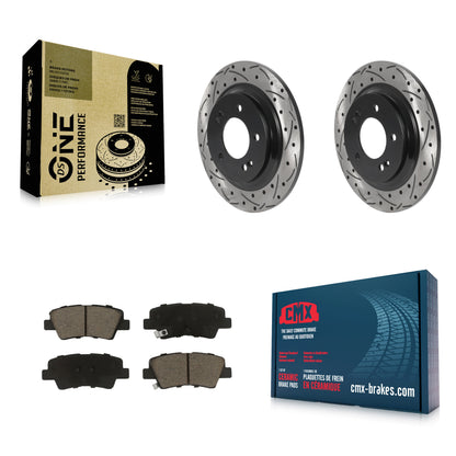 [Arrière] Kit de disque (percé rainuré revêtu) et plaquette (céramique) de frein pour Hyundai Sonata Kia Optima Elantra GT Soul EV Forte Forte5 KDC-100766