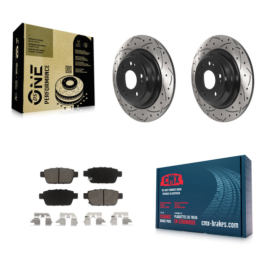 [Arrière] Kit de disque (percé rainuré revêtu) et plaquette (céramique) de frein pour 2009-2014 Acura TL KDC-100771
