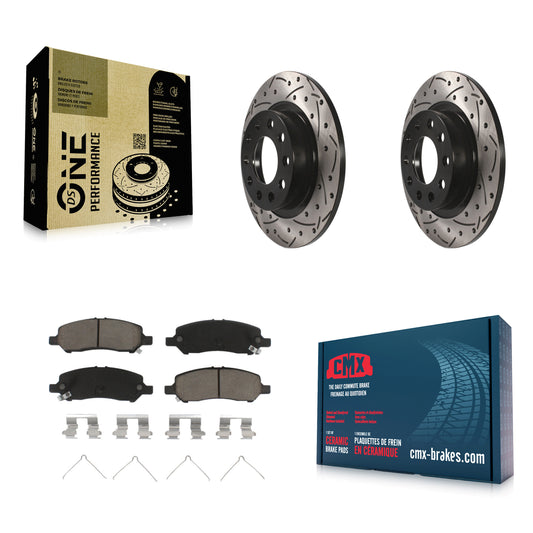 [Arrière] Kit de disque (percé rainuré revêtu) et plaquette (céramique) de frein pour 2013-2016 Dodge Dart KDC-100772