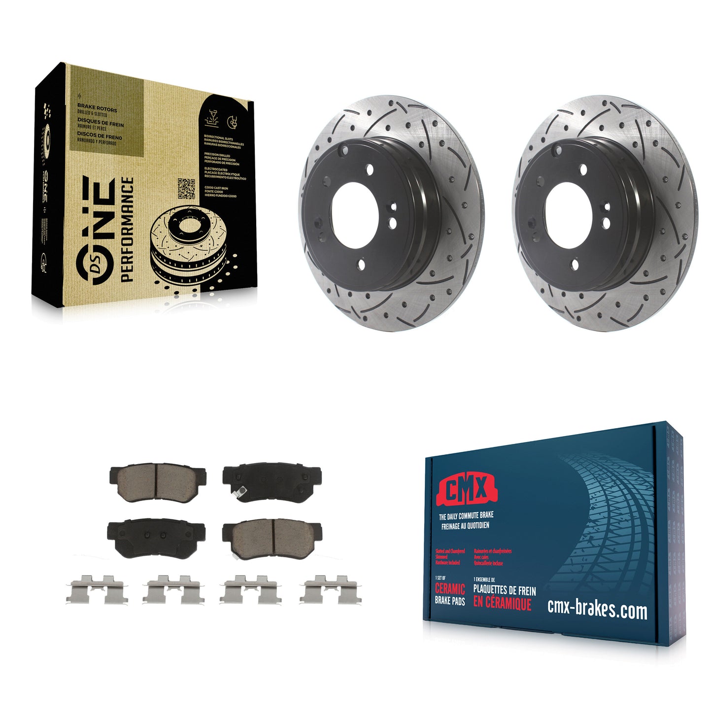 [Arrière] Kit de disque (percé rainuré revêtu) et plaquette (céramique) de frein pour Hyundai Sonata 3.3L KDC-100773