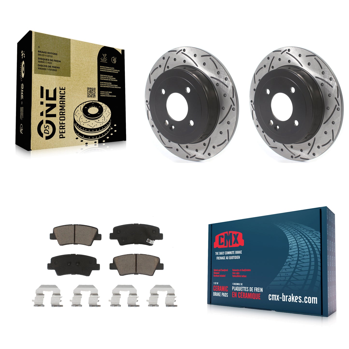 [Arrière] Kit de disque (percé rainuré revêtu) et plaquette (céramique) de frein pour 2011 Hyundai Accent KDC-100775