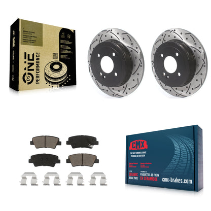 [Arrière] Kit de disque (percé rainuré revêtu) et plaquette (céramique) de frein pour 2011 Hyundai Accent KDC-100775