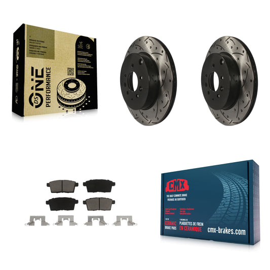 [Arrière] Kit de disque (percé rainuré revêtu) et plaquette (céramique) de frein pour 2007-2015 Mazda CX-9 KDC-100776