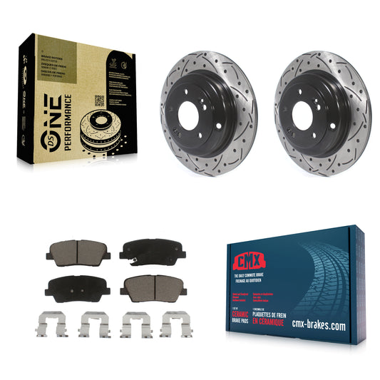 [Arrière] Kit de disque (percé rainuré revêtu) et plaquette (céramique) de frein pour Hyundai Genesis Coupe KDC-100777
