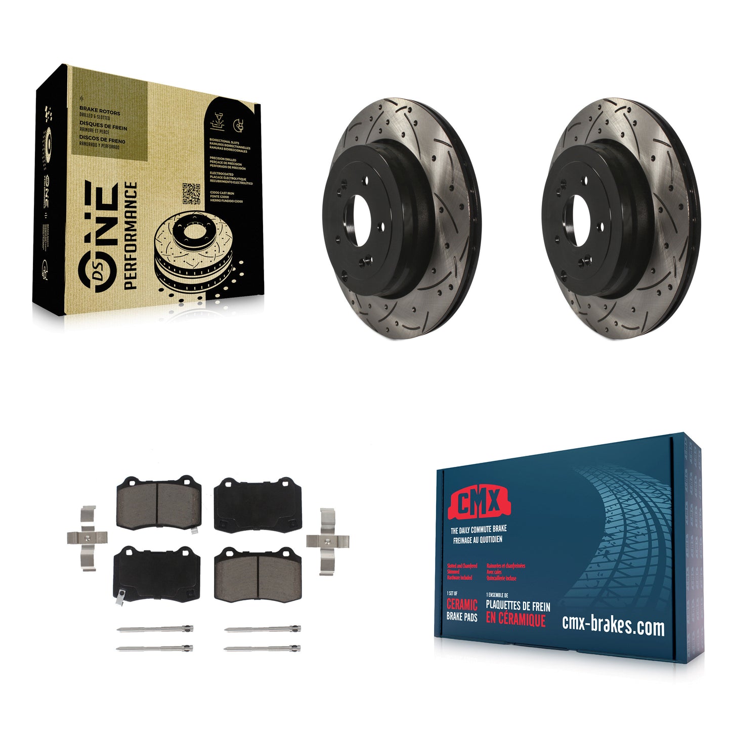 [Arrière] Kit de disque (percé rainuré revêtu) et plaquette (céramique) de frein pour Hyundai Genesis Coupe KDC-100778
