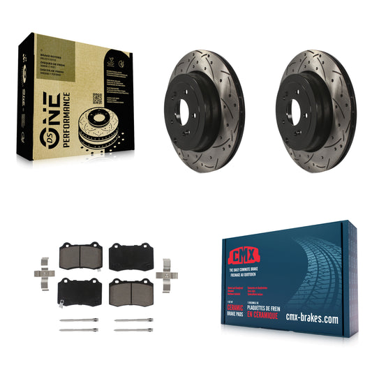 [Arrière] Kit de disque (percé rainuré revêtu) et plaquette (céramique) de frein pour Hyundai Genesis Coupe KDC-100778