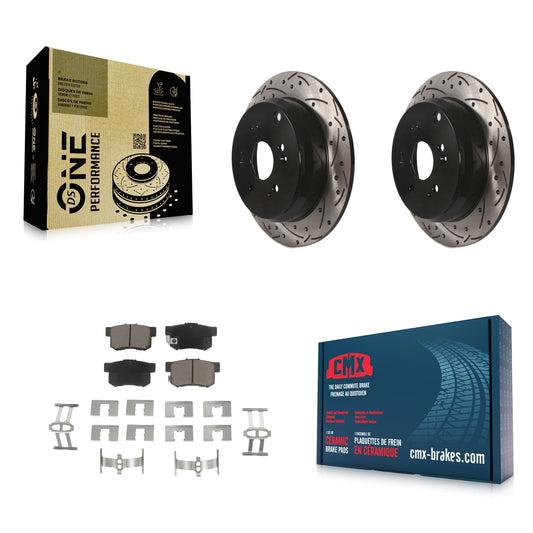 [Arrière] Kit de disque (percé rainuré revêtu) et plaquette (céramique) de frein pour Acura RDX KDC-100780