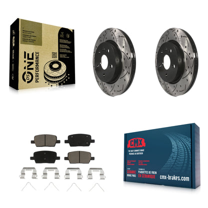 [Arrière] Kit de disque (percé rainuré revêtu) et plaquette (céramique) de frein pour Chevrolet Camaro Cadillac CT6 KDC-100786