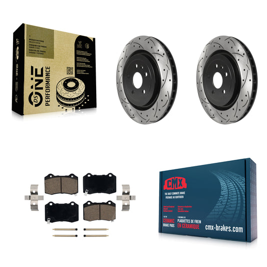 [Arrière] Kit de disque (percé rainuré revêtu) et plaquette (céramique) de frein pour Chevrolet Camaro Cadillac CTS KDC-100787
