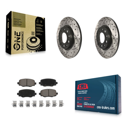 [Arrière] Kit de disque (percé rainuré revêtu) et plaquette (céramique) de frein pour Jeep Cherokee Chrysler 200 KDC-100788