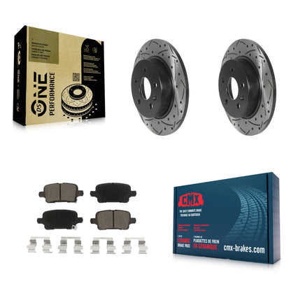 [Arrière] Kit de disque (percé rainuré revêtu) et plaquette (céramique) de frein pour Chevrolet Cruze Volt Bolt EV EUV KDC-100792