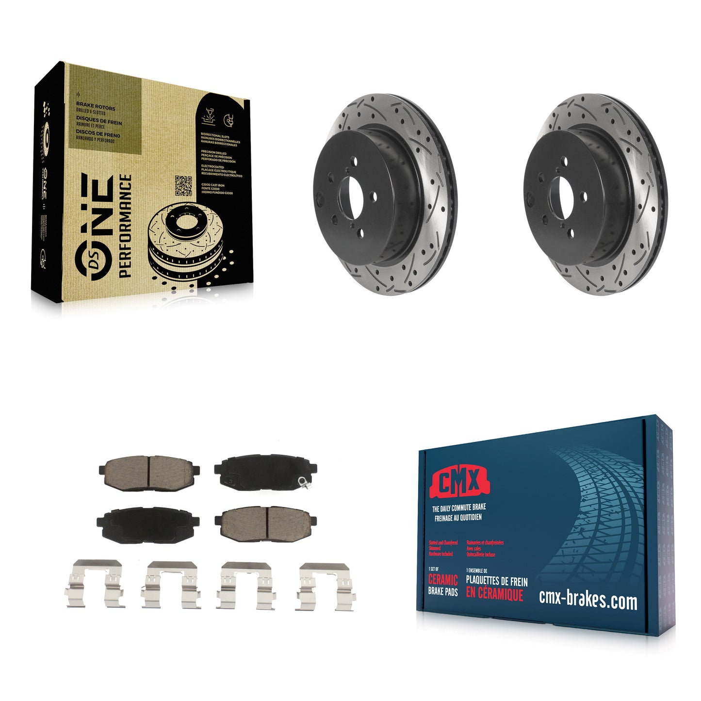 [Arrière] Kit de disque (percé rainuré revêtu) et plaquette (céramique) de frein pour 2014-2018 Subaru Forester 2.0L KDC-100797