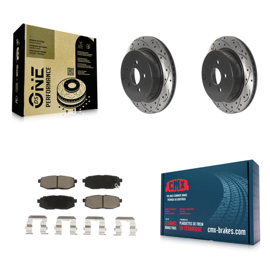 [Arrière] Kit de disque (percé rainuré revêtu) et plaquette (céramique) de frein pour 2014-2018 Subaru Forester 2.0L KDC-100797