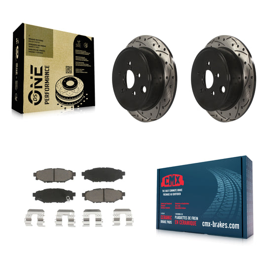 [Arrière] Kit de disque (percé rainuré revêtu) et plaquette (céramique) de frein pour Subaru Outback Impreza Forester Legacy Scion FR-S BRZ WRX KDC-100798