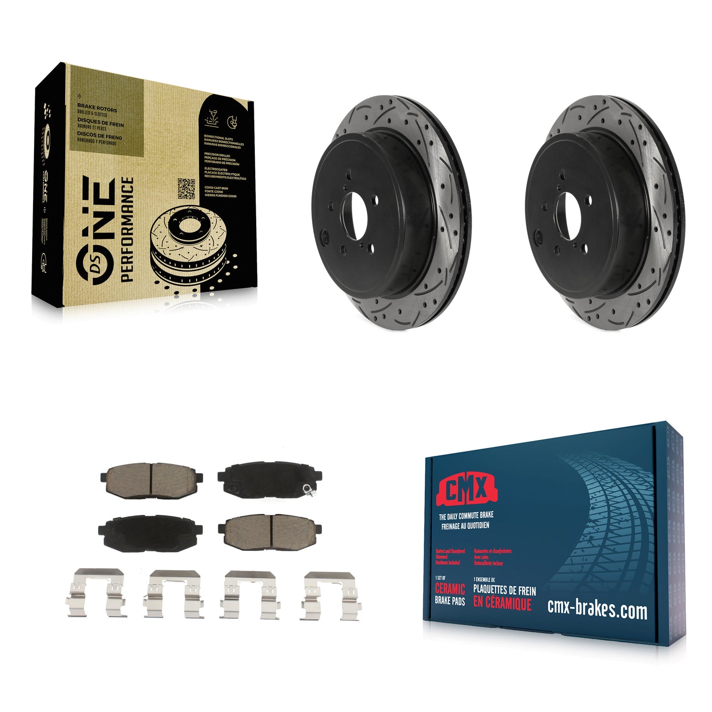 [Arrière] Kit de disque (percé rainuré revêtu) et plaquette (céramique) de frein pour Subaru Outback Legacy Scion FR-S BRZ Toyota 86 KDC-100799