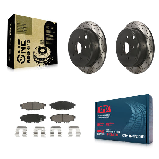[Arrière] Kit de disque (percé rainuré revêtu) et plaquette (céramique) de frein pour Subaru WRX KDC-100800