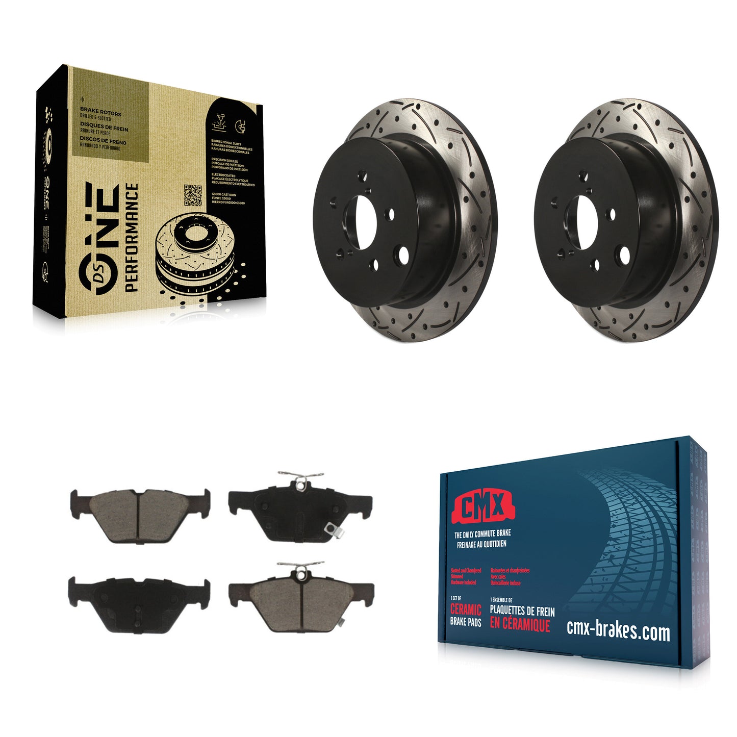 [Arrière] Kit de disque (percé rainuré revêtu) et plaquette (céramique) de frein pour Subaru Crosstrek KDC-100805