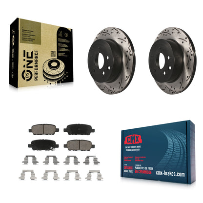 [Arrière] Kit de disque (percé rainuré revêtu) et plaquette (céramique) de frein pour Nissan Rogue Sport INFINITI G35 Select LEAF Juke 350Z Qashqai X-Trail KDC-100813