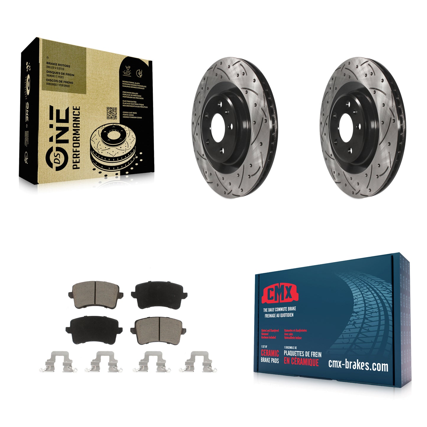 [Arrière] Kit de disque (percé rainuré revêtu) et plaquette (céramique) de frein pour Audi Q5 A5 SQ5 Quattro S5 A4 KDC-100816
