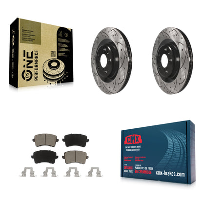 [Arrière] Kit de disque (percé rainuré revêtu) et plaquette (céramique) de frein pour Audi Q5 A5 SQ5 Quattro S5 A4 KDC-100816