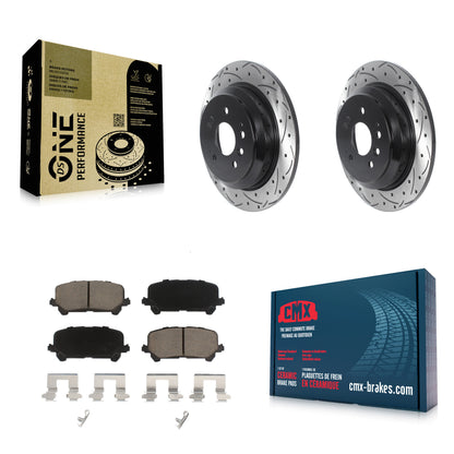 [Arrière] Kit de disque (percé rainuré revêtu) et plaquette (céramique) de frein pour Honda Pilot Ridgeline Passport KDC-100817