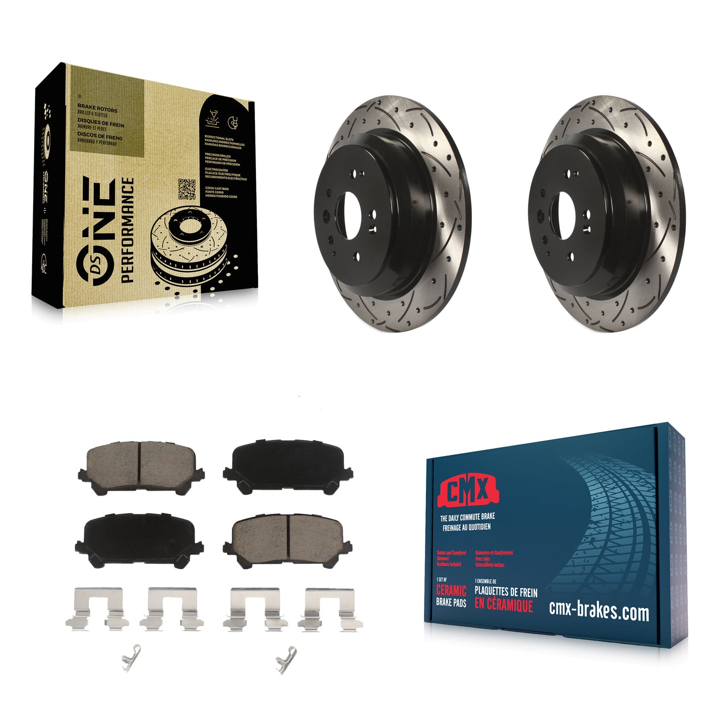 [Arrière] Kit de disque (percé rainuré revêtu) et plaquette (céramique) de frein pour 2014-2016 Acura MDX KDC-100818