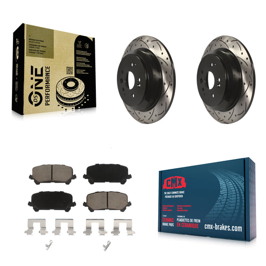 [Arrière] Kit de disque (percé rainuré revêtu) et plaquette (céramique) de frein pour 2014-2016 Acura MDX KDC-100818