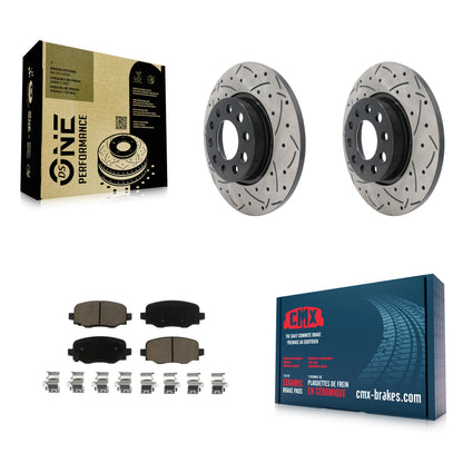 [Arrière] Kit de disque (percé rainuré revêtu) et plaquette (céramique) de frein pour Jeep Renegade Fiat 500X KDC-100819