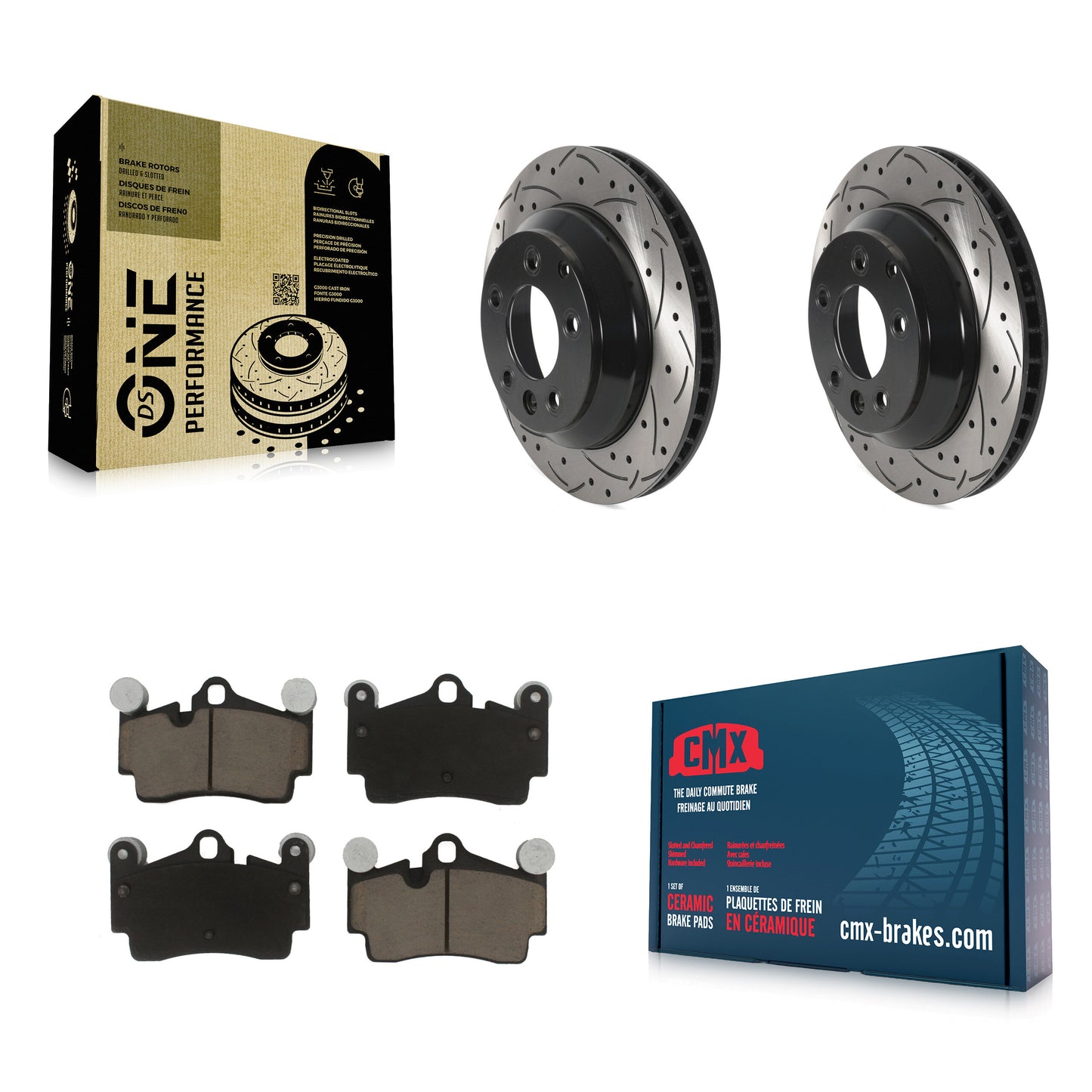 [Arrière] Kit de disque (percé rainuré revêtu) et plaquette (céramique) de frein pour Audi Q7 Porsche Cayenne Volkswagen Touareg KDC-100820